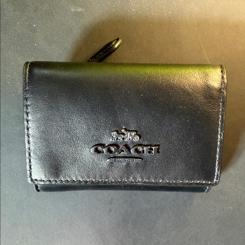Coach Black Leather Tri-Fold Wallet